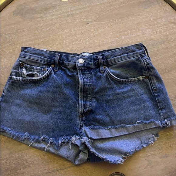 Agolde Parker Blue Jean Shorts Distressed Cut-Off Style - Picture 2 of 5